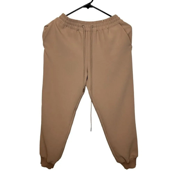 Aritzia Wilfred Buffon Crepe High Rise Jogger Pant Taupe Sz XS - Picture 3 of 13